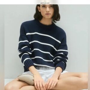 Quince 100% Organic Cotton Striped Crew Sweater